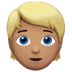 👱🏽 person: medium skin tone, blond hair display on Apple